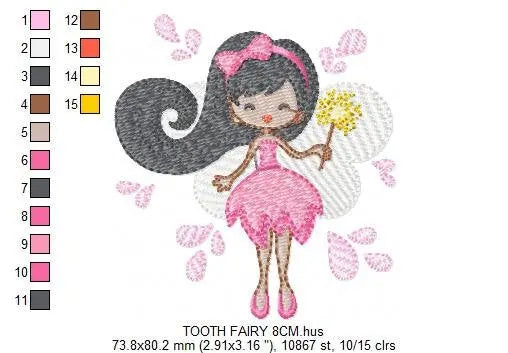 Tooth Fairy embroidery designs - Fairy godmother embroidery design machine embroidery pattern - fairy design Baby girl embroidery file pixie Marcia Embroidery