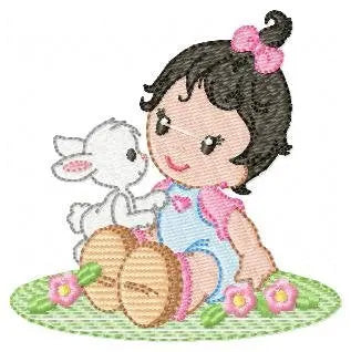 Baby girl embroidery designs - Toddler embroidery design machine embroidery pattern - Girl with bunny embroidery file - Instant download pes Marcia Embroidery