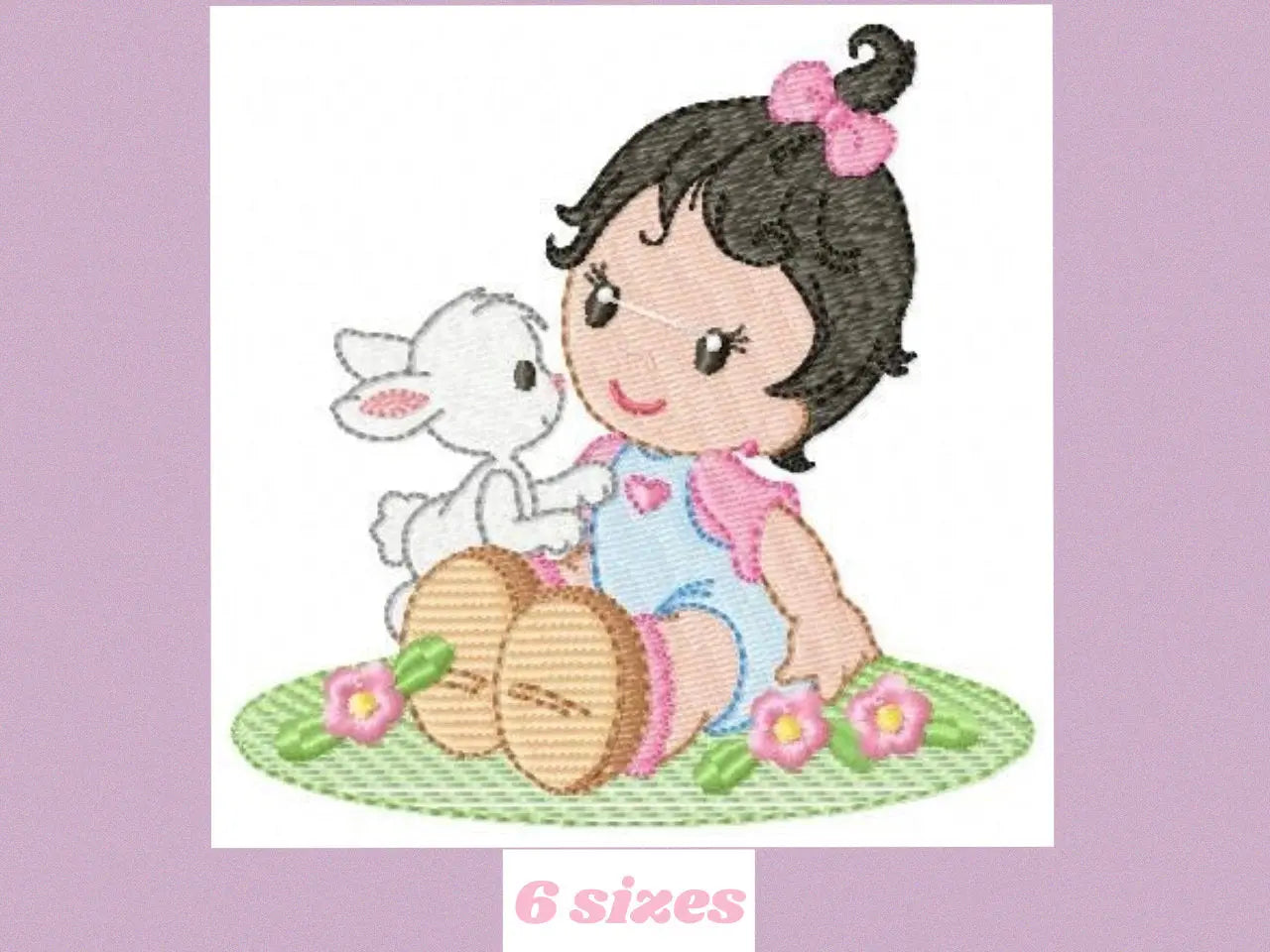 Baby girl embroidery designs - Toddler embroidery design machine embroidery pattern - Girl with bunny embroidery file - Instant download pes Marcia Embroidery
