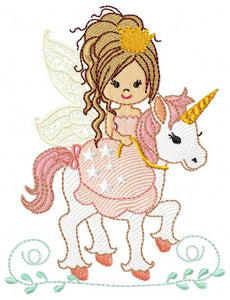 Fairy embroidery designs - Fairy with unicorn embroidery design machine embroidery pattern - Fairy digital design baby girl embroidery file
