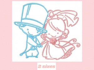 Couple embroidery designs - Wedding embroidery design machine embroidery pattern - instant download boy embroidery girl embroidery wedding