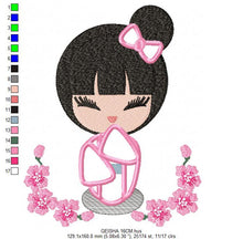 Cargar imagen en el visor de la galería, Japanese Geisha embroidery designs - Japanese Girl embroidery design machine embroidery pattern - geisha with flowers embroidery file design
