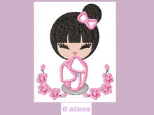 Cargar imagen en el visor de la galería, Japanese Geisha embroidery designs - Japanese Girl embroidery design machine embroidery pattern - geisha with flowers embroidery file design
