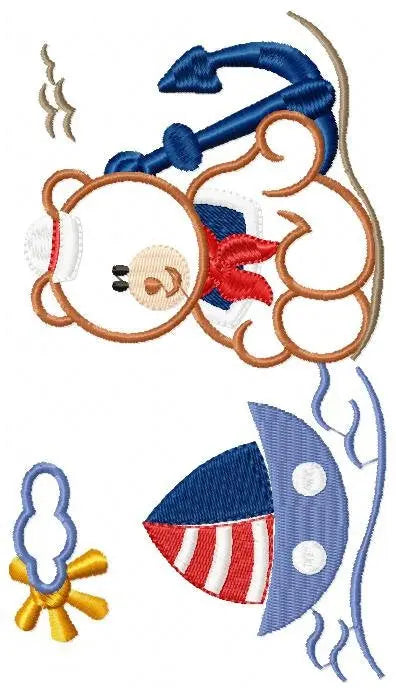 Boat embroidery designs - Sailor Bear with anchor machine embroidery pattern - Sailor bear applique - Teddy Nautical - Instant download pes Marcia Embroidery