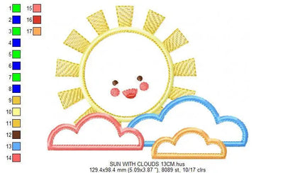 Sun with clouds embroidery design - Sun embroidery designs machine embroidery pattern - baby embroidery file - kid embroidery newborn design Marcia Embroidery