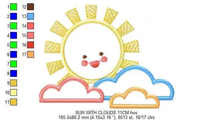 Sun with clouds embroidery design - Sun embroidery designs machine embroidery pattern - baby embroidery file - kid embroidery newborn design Marcia Embroidery