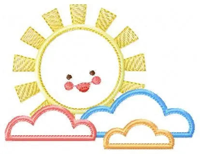 Sun with clouds embroidery design - Sun embroidery designs machine embroidery pattern - baby embroidery file - kid embroidery newborn design Marcia Embroidery