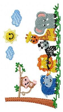 Safari wild animals embroidery designs - Elephant Giraffe Monkey Hippo Lion Zebra machine embroidery pattern - Instant download pes jef dst