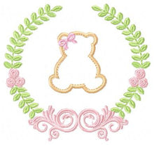 Load image into Gallery viewer, Bear with wreath embroidery design - Teddy embroidery design machine embroidery pattern - baby girl embroidery file - Boy applique design
