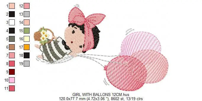 Baby girl embroidery designs - Fairy embroidery design machine embroidery pattern - girl with balloon embroidery file - toddler embroidery Marcia Embroidery