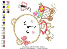 Carica l&#39;immagine nel visualizzatore di Gallery, Bear embroidery designs - Delicate Bear embroidery design machine embroidery pattern - Mama bear with flowers - Bear applique design pes hus
