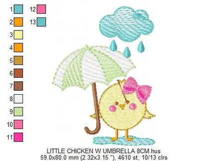 Chick embroidery designs - Chicken embroidery design machine embroidery pattern - instant digital download - baby girl embroidery file rain Marcia Embroidery