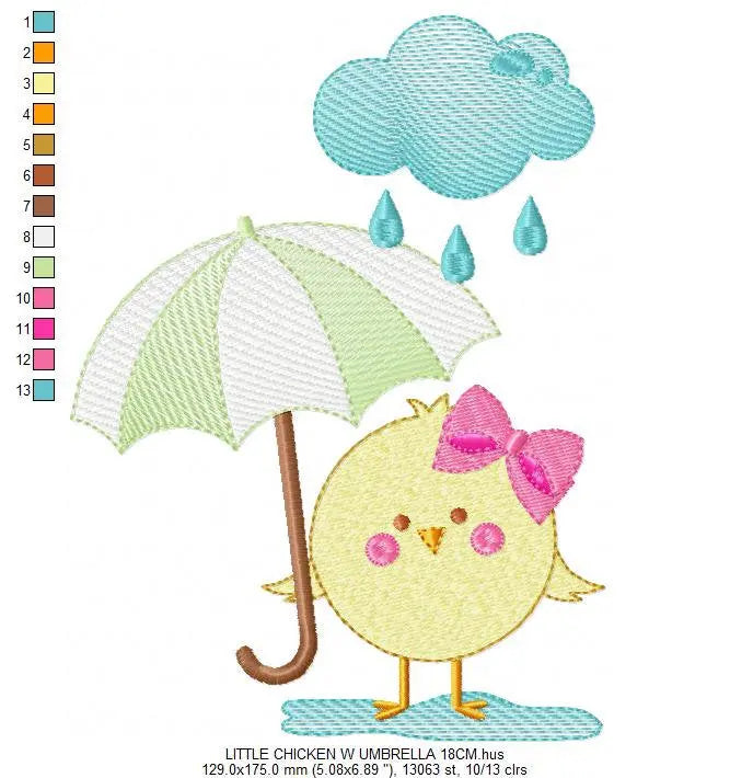Chick embroidery designs - Chicken embroidery design machine embroidery pattern - instant digital download - baby girl embroidery file rain Marcia Embroidery