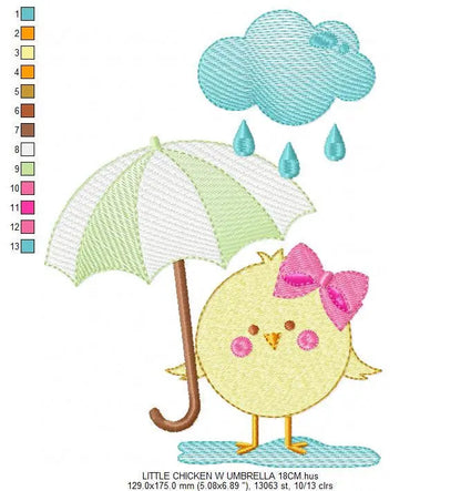 Chick embroidery designs - Chicken embroidery design machine embroidery pattern - instant digital download - baby girl embroidery file rain Marcia Embroidery