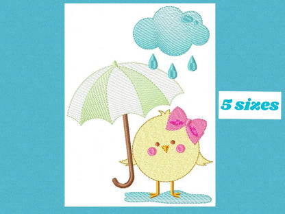 Chick embroidery designs - Chicken embroidery design machine embroidery pattern - instant digital download - baby girl embroidery file rain Marcia Embroidery