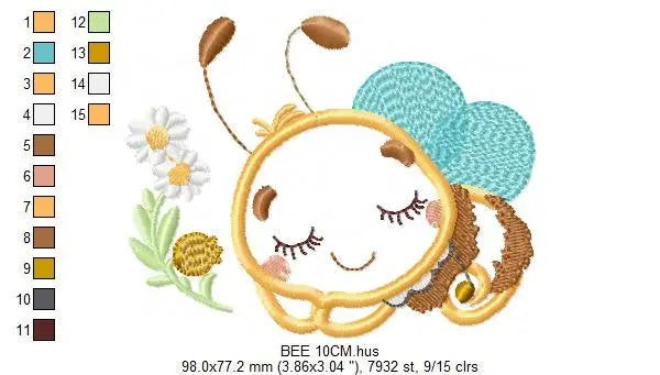 Bee embroidery design - Sleeping Honey Bee embroidery designs machine embroidery pattern - Bee applique frame tag - instant download pes jef Marcia Embroidery