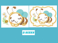 Carica l&#39;immagine nel visualizzatore di Gallery, Bee embroidery design - Sleeping Honey Bee embroidery designs machine embroidery pattern - Bee applique frame tag - instant download pes jef
