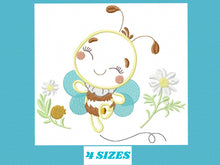 Load image into Gallery viewer, Bee embroidery design - Bees embroidery designs machine embroidery pattern - Baby girl embroidery file - honey bee applique design newborn
