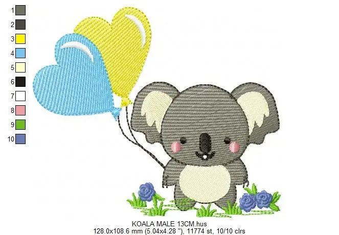 Koala Bear embroidery design - Koalas with balloon embroidery designs machine embroidery pattern - Animal embroidery file - instant download Marcia Embroidery
