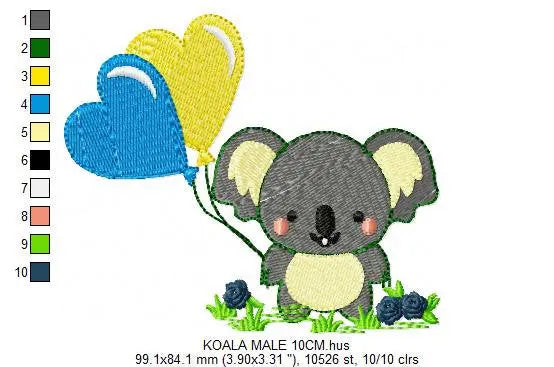 Koala Bear embroidery design - Koalas with balloon embroidery designs machine embroidery pattern - Animal embroidery file - instant download Marcia Embroidery