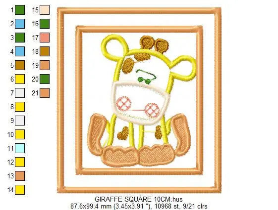 Safari embroidery design - Animals embroidery designs machine embroidery pattern - Giraffe embroidery - Tiger Elephant Zebra Hippo Monkey Marcia Embroidery
