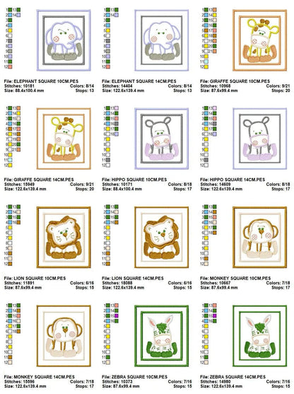Safari embroidery design - Animals embroidery designs machine embroidery pattern - Giraffe embroidery - Tiger Elephant Zebra Hippo Monkey Marcia Embroidery