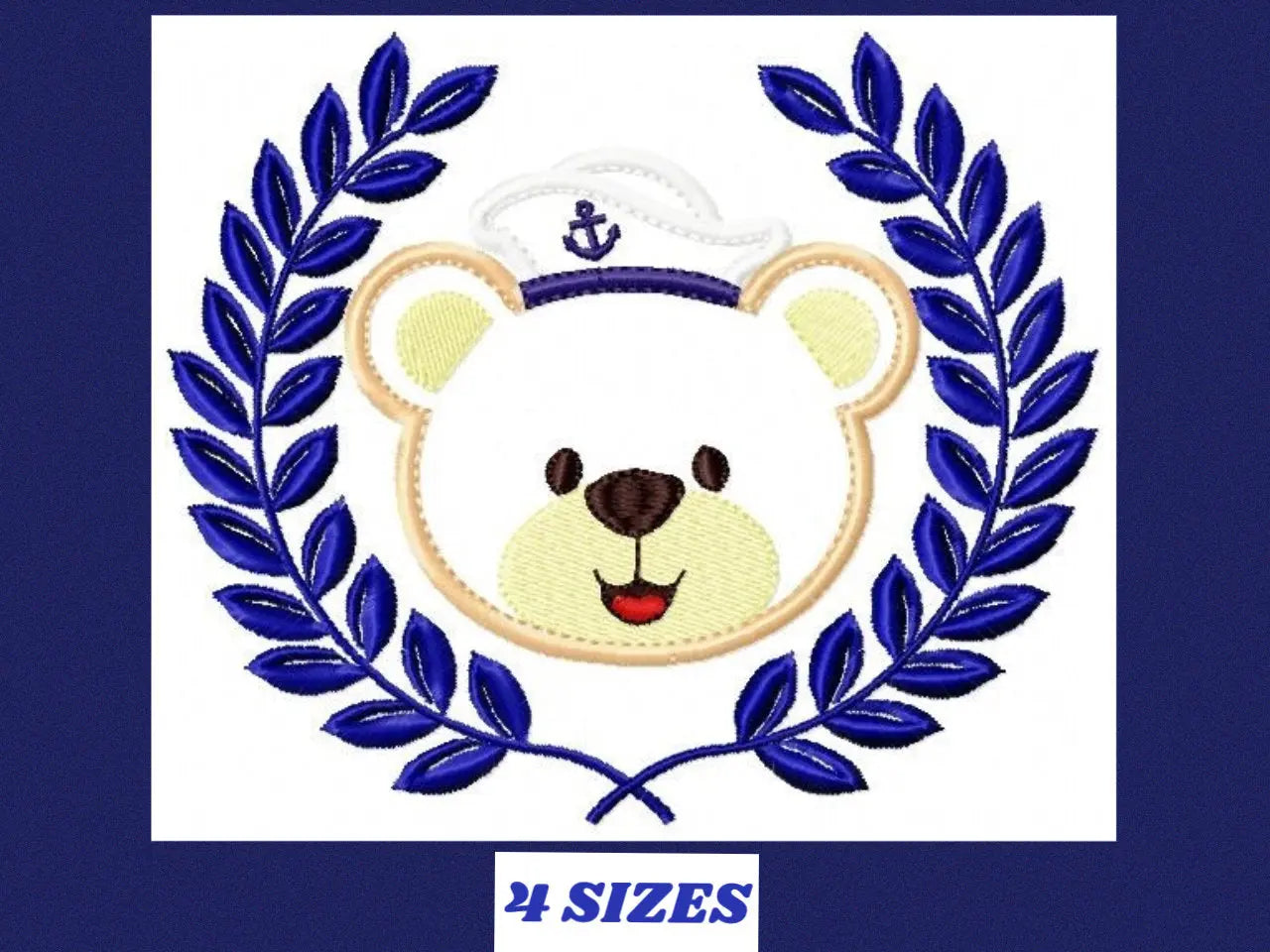 Bear embroidery designs - Laurel embroidery design machine embroidery pattern -  Sailor bear embroidery -sailor wreath design Teddy bear Marcia Embroidery
