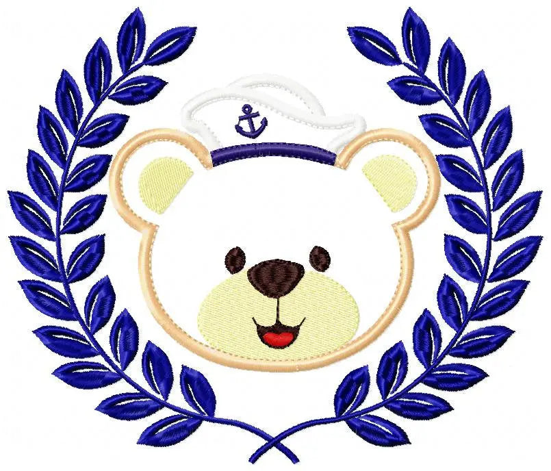 Bear embroidery designs - Laurel embroidery design machine embroidery pattern -  Sailor bear embroidery -sailor wreath design Teddy bear Marcia Embroidery