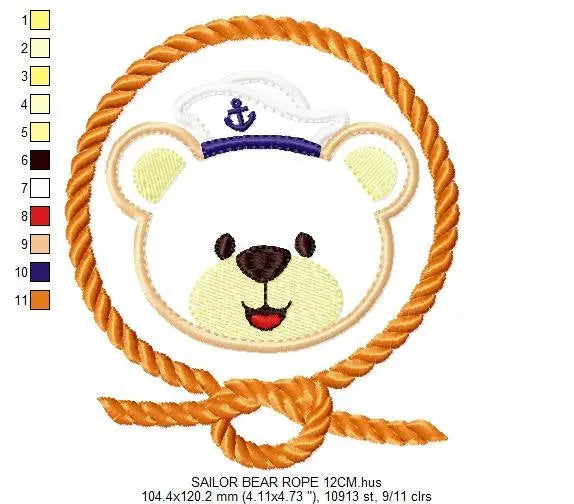 Bear embroidery designs - Baby boy embroidery design machine embroidery pattern - Sailor bear design sailor applique design - Teddy bear boy Marcia Embroidery