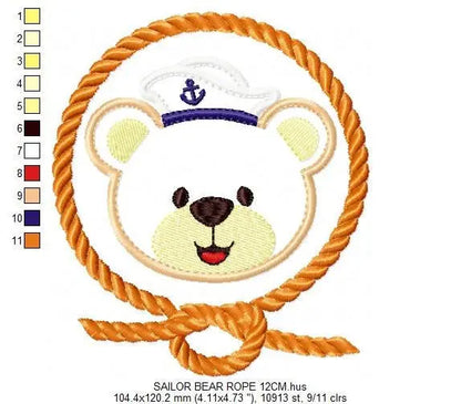 Bear embroidery designs - Baby boy embroidery design machine embroidery pattern - Sailor bear design sailor applique design - Teddy bear boy Marcia Embroidery