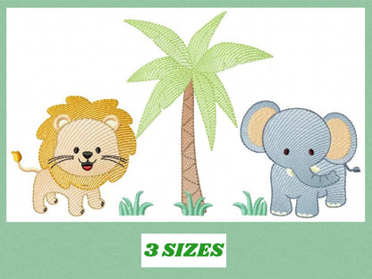 Safari embroidery designs - Animals embroidery design machine embroidery pattern - Lion embroidery file elephant embroidery for boys blanket