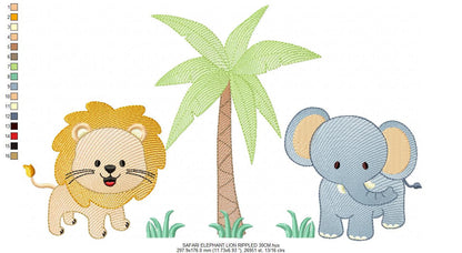 Safari embroidery designs - Animals embroidery design machine embroidery pattern - Lion embroidery file elephant embroidery for boys blanket