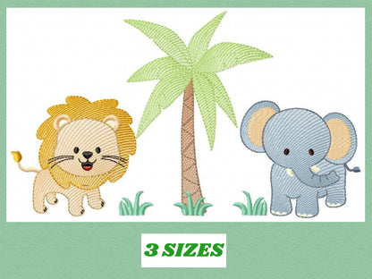 Safari embroidery designs - Animals embroidery design machine embroidery pattern - Lion embroidery file elephant embroidery for boys blanket