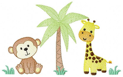 Safari embroidery designs - Animals embroidery design machine embroidery pattern - Giraffe embroidery monkey embroidery - digital download