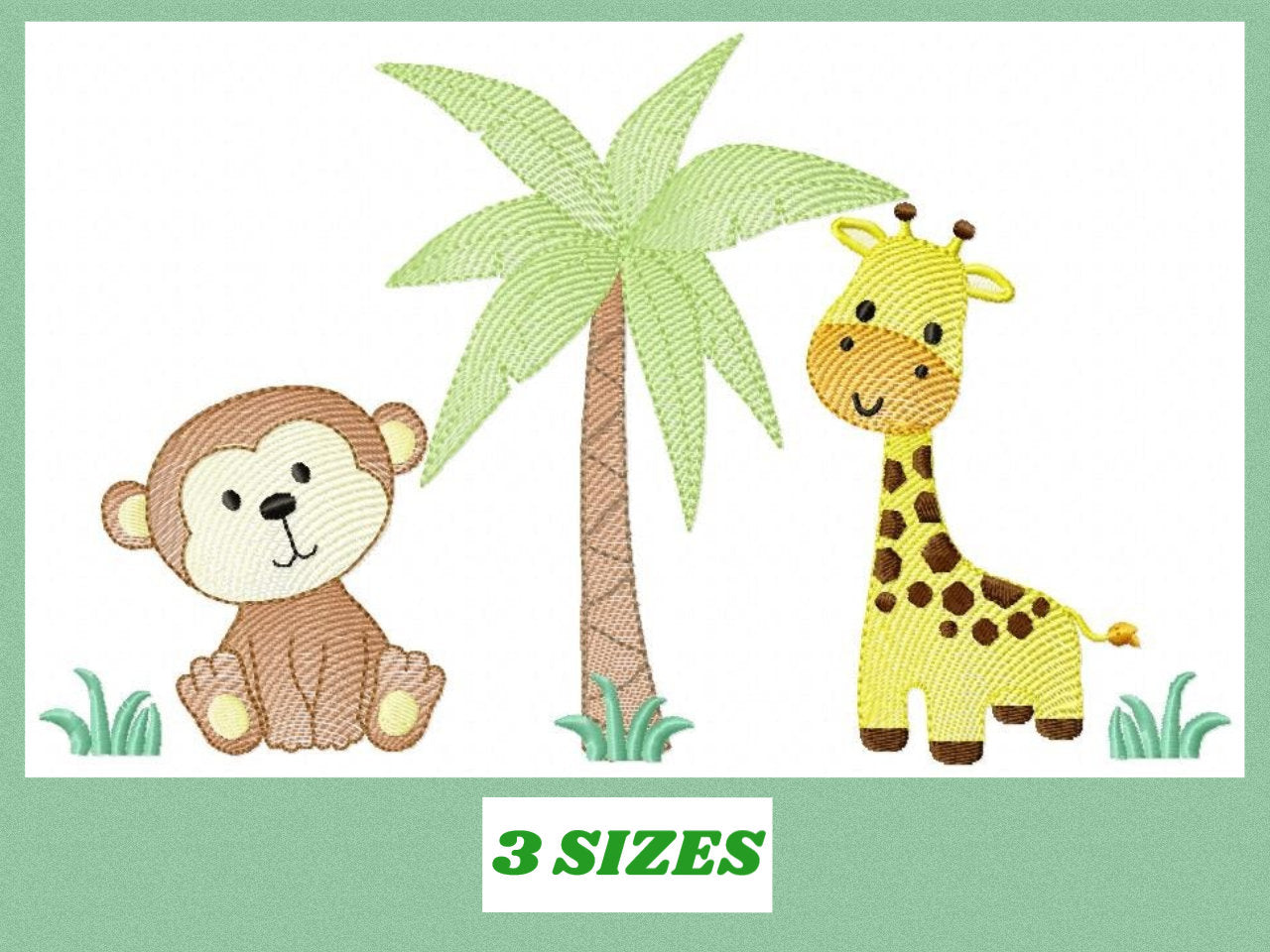 Safari embroidery designs - Animals embroidery design machine embroidery pattern - Giraffe embroidery monkey embroidery - digital download