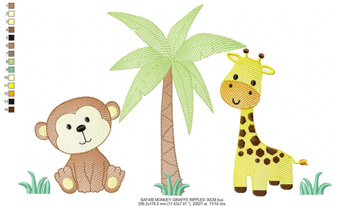 Safari embroidery designs - Animals embroidery design machine embroidery pattern - Giraffe embroidery monkey embroidery - digital download
