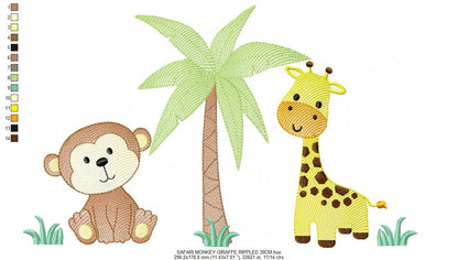 Safari embroidery designs - Animals embroidery design machine embroidery pattern - Giraffe embroidery monkey embroidery - digital download