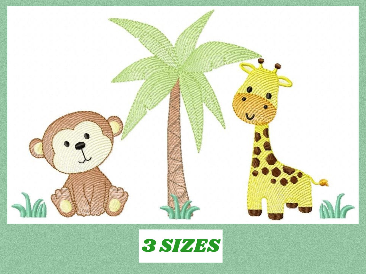 Safari embroidery designs - Animals embroidery design machine embroidery pattern - Giraffe embroidery monkey embroidery - digital download