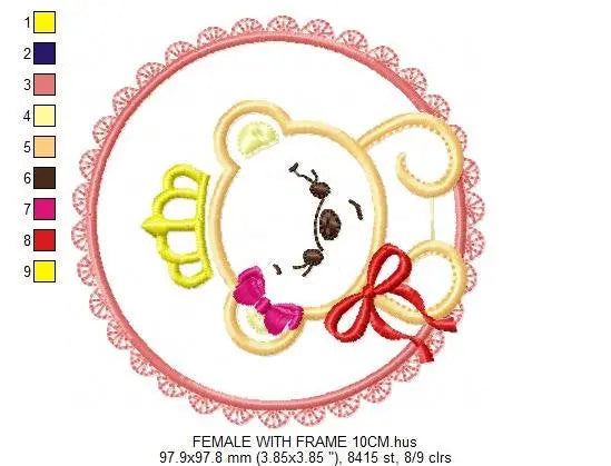 Bear embroidery designs - Teddy embroidery design machine embroidery pattern - baby girl embroidery file - King Bear applique design Frame Marcia Embroidery