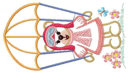 Female Bear with parachute embroidery designs - Skydiver embroidery design machine embroidery pattern - bear embroidery file - Pilot Bear Marcia Embroidery