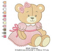 Laden Sie das Bild in den Galerie-Viewer, Bear embroidery designs - Baby girl embroidery design machine embroidery pattern - Female bear embroidery file - Teddy Bear applique design
