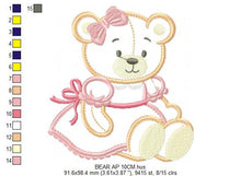 Cargar imagen en el visor de la galería, Bear embroidery designs - Baby girl embroidery design machine embroidery pattern - Female bear embroidery file - Teddy Bear applique design
