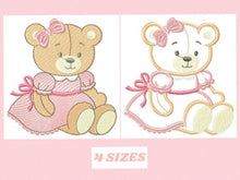 Cargar imagen en el visor de la galería, Bear embroidery designs - Baby girl embroidery design machine embroidery pattern - Female bear embroidery file - Teddy Bear applique design
