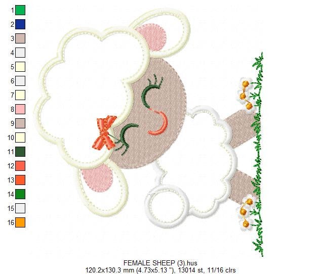 Sheep applique embroidery design - Lamb embroidery designs machine embroidery pattern - Newborn baby file - Instant download pes jef dst vp3 Marcia Embroidery