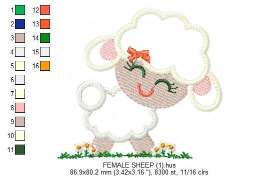 Sheep applique embroidery design - Lamb embroidery designs machine embroidery pattern - Newborn baby file - Instant download pes jef dst vp3 Marcia Embroidery