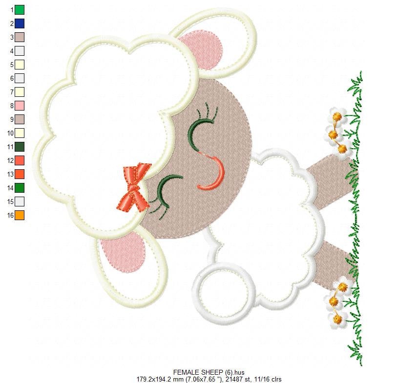 Sheep applique embroidery design - Lamb embroidery designs machine embroidery pattern - Newborn baby file - Instant download pes jef dst vp3 Marcia Embroidery