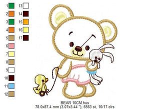 Bear embroidery designs - Teddy embroidery design machine embroidery pattern - baby boy embroidery file - Teddy Bear applique design girl