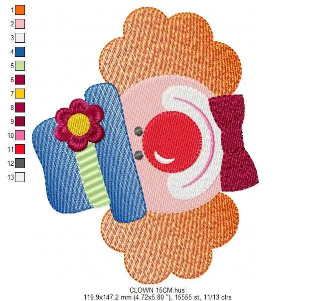 Circus Clown embroidery designs - Clown with funny hat machine embroidery pattern - Baby Boy file - Instant digital download pes jef dst hus Marcia Embroidery