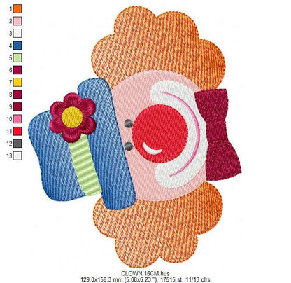 Circus Clown embroidery designs - Clown with funny hat machine embroidery pattern - Baby Boy file - Instant digital download pes jef dst hus Marcia Embroidery