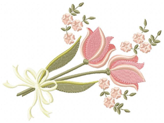 Flowers embroidery designs - Kitchen Towel embroidery design machine embroidery pattern - Tulip embroidery file - rose floral embroidery